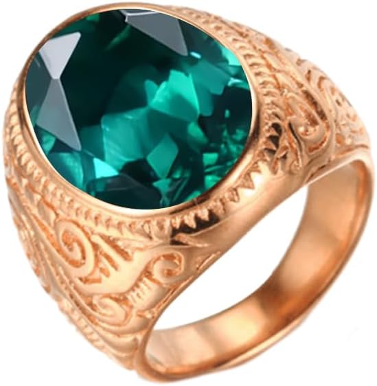 10K 14K 18K Solid Gold Emerald Ring for Men Real Gold Customized 2-6 Carat Men's Green Emerald Gemstone Wedding Band Ring Engagement Ring Jewelry Gift for Husband Dad Anniversary Fathers Day - Image 5