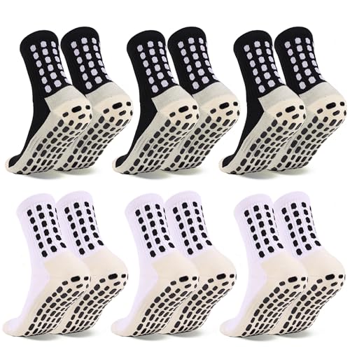Image of Barrlves 6 Pairs Grip Soccer Socks Colorful Non Slip Sports Football Basketball Hospital Yoga Socks for Men Women