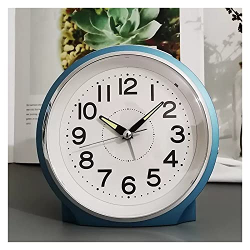 HHeaeR Despertadores Reloj Despertador analógico silencioso, sin tictac, con luz Nocturna, fácil de configurar, activación Suave, Funciona con Pilas AA Despertadores de Mesilla (Color : A)