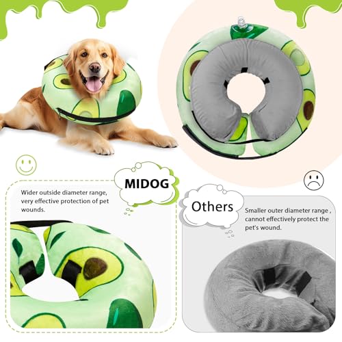 Image of MIDOG Inflatable Dog Cone Alternative for After Surgery - Soft Protective Donut Collar Prevents Licking, Comfortable Recovery E-Collar Alternative for Small Medium Large Dogs (Avocado,L)