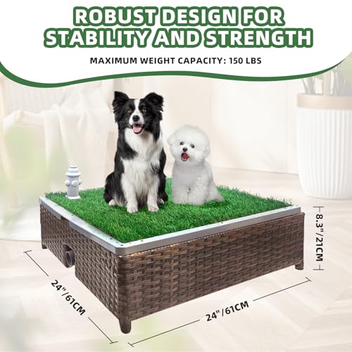Dog Potty, Self-Draining Dog Potty with Premium Artificial Dog Grass Pads for Potty Training, Indoor & Outdoor Dog Potty System with Synthetic Turf, Dog Toilet, Easy Drainage Cleanup - Image 3