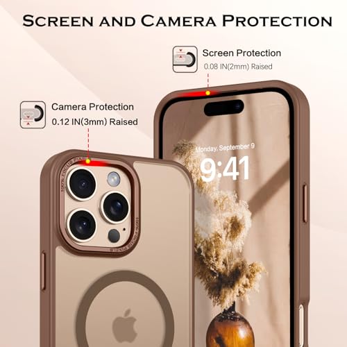 Image of GUAGUA Case for iPhone 16 Pro Max with Invisible Kickstand, Satin Skin Feel Matte Anti-Scratch, Slim Military-Grade Shockproof Semi-Transparent Cover for iPhone 16 Pro Max 6.9 inch, Brown