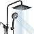 Ryamen Dual Shower Head Combo, Black 8'' High Pressure Rain/Rainfall Shower Head,5 Settings Adjustable Handheld Showers,with 15" Height Adjustable Slide Bar,Holder/59’‘ Hose