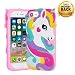 YINTRADE 3D Pink Unicorn Case for iPhone 6 6S 7 8 (4.7"), Soft Rubber Silicone Funny Unique Cute Cartoon Animal Shockproof Drop Protection Character Skin Bumper Case Cover for Ladies Kids Girls