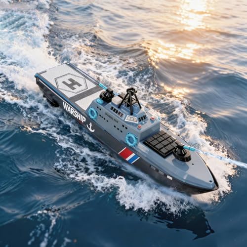 22' Inch 56CM Remote Controlled Warship Battleship Aircraft Carrier 15km/h 2.4G 8WD RC Boat Spaying...
