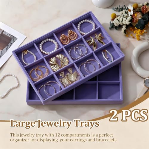 Image of Large Velvet Jewelry Tray Display Drawer Inserts 2 Pack