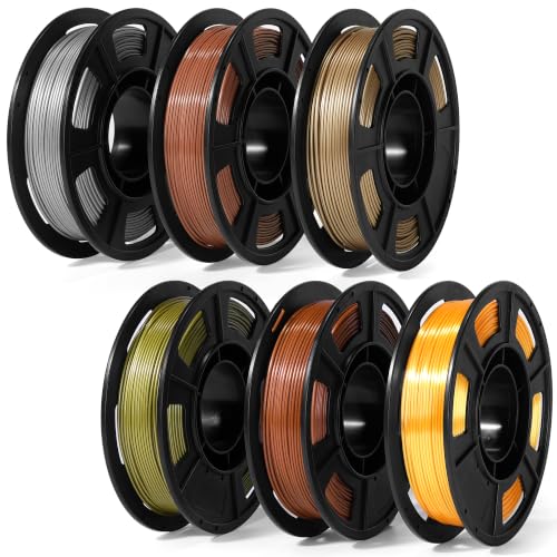 Image of Dynta PLA Metallic 6-Color 3D Printer Filament, 250g per Spool, High Precision 1.75mm±0.02mm, Compatible with Creality, Bambu Lab and FlashForge, Ideal for Beginners and DIY Printing Enthusiasts.