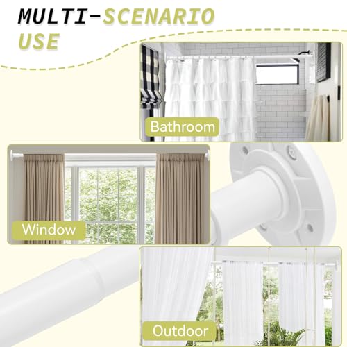 Image of Shower Curtain Rod 31-100 In Adjustable Pole Heavy Duty White Tension Rods Spring Drilling and No Drilling Shower Rod for Bathroom Window Anti-Slip Never Rust