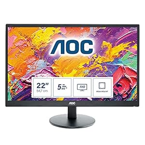 AOC E2270SWHN – 22 Inch FHD Monitor, 60Hz, TN, 5ms, Vesa 100 x 100, Tilt, Multimedia monitor (1920 x 1080 @ 60Hz, TN…