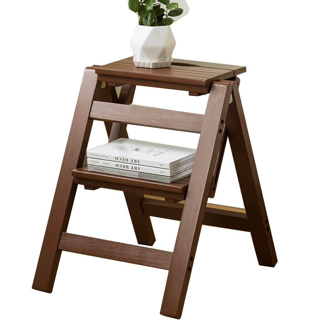 Banc en bois noble style Dark Walnut et escalier pliable pour intérieur élégant