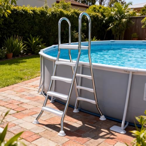 Escalera para Piscina 4 Peldaños de Acero Inoxidable Doble Cara miniatura 1