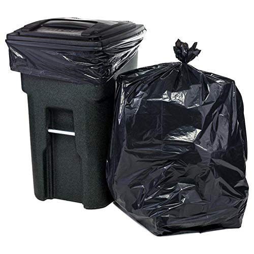 Plasticplace95-96 Gallon Garbage Can Liners │ 2 Mil │ Black Heavy Duty Trash Bags │ 61” x 68”, 25 Count