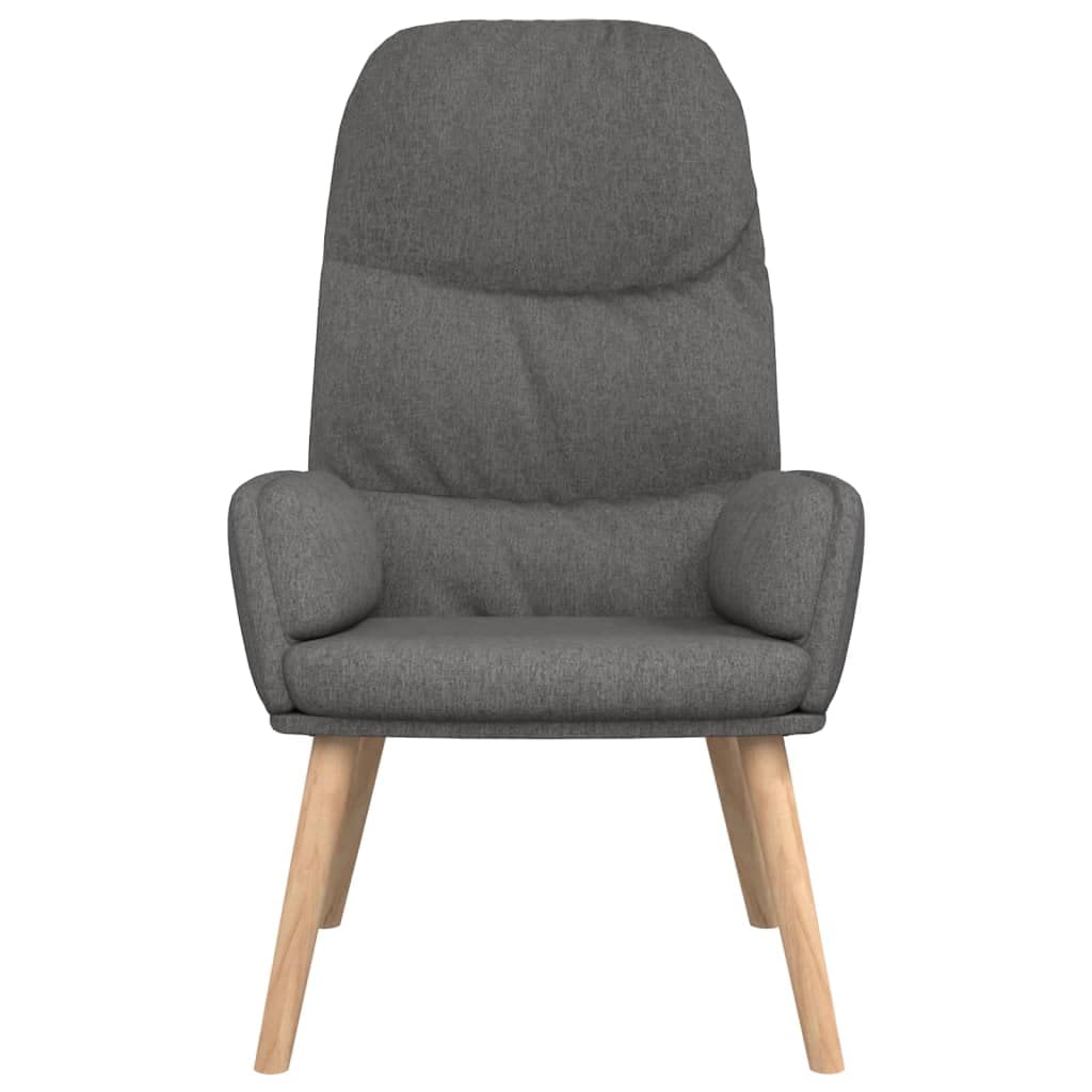 Poltrona relax con spesso rivestimento in tessuto imbottito di colore grigio chiaro, robusto telaio in metallo e gambe in legno massiccio dell'albero della gomma, offre un comfort ottimale per
