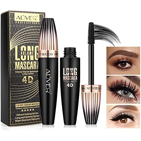 4D Silk Fiber Eyelash Mascara, Waterproof Volumising Mascara Black, Thickening and Lengthening Mascara for Women Natural Eye Makeup, Long-Lasting, No Smudge Cover