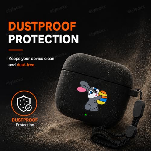 Image of Anvique Silicone Case Cover for Oneplus Nord Buds 4 Pro, Scratch Resistance, Shock Absorption, with Premium Carabiner (Rabbit Lanyard)