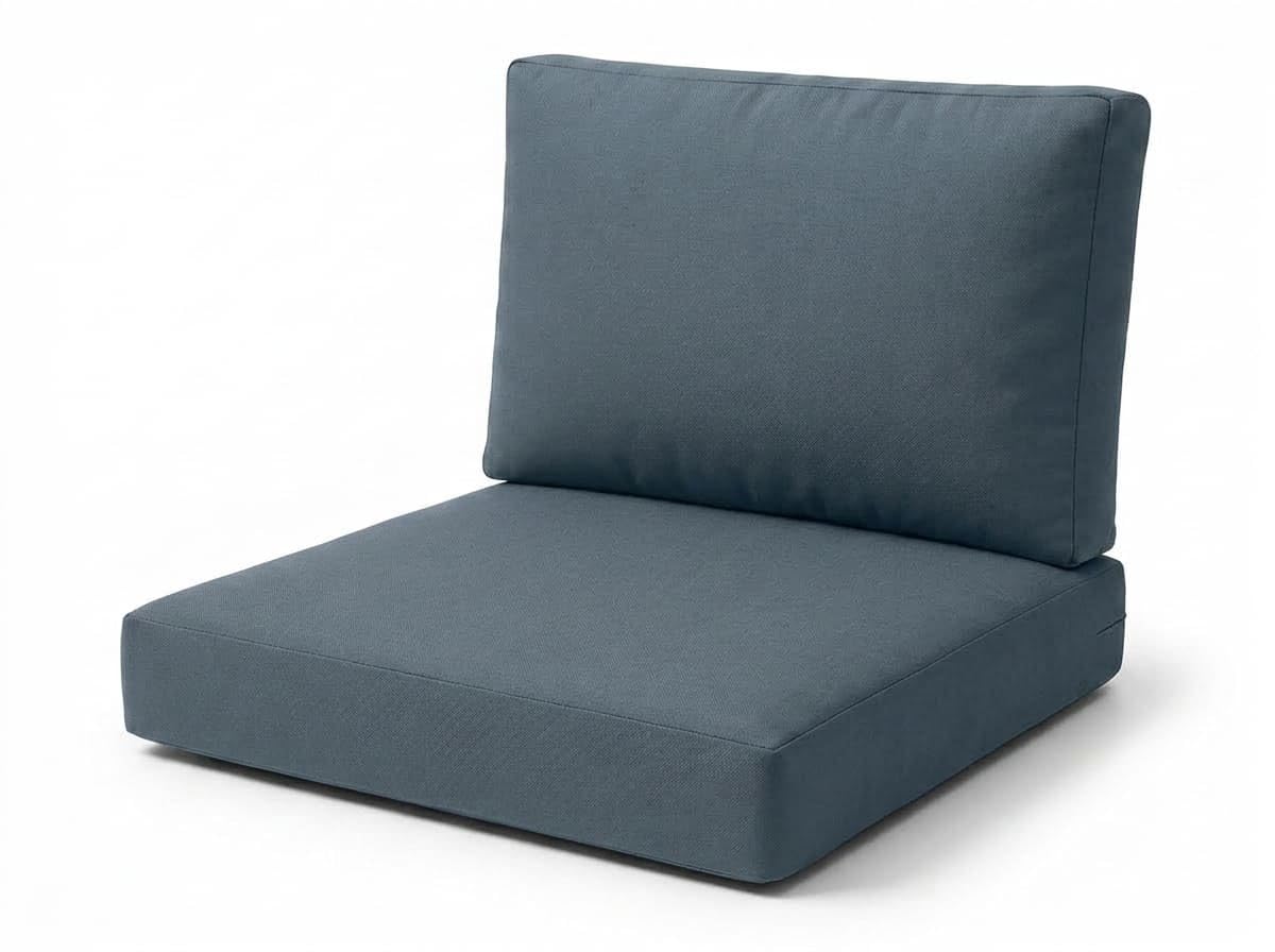 Rattan Garden Furniture Cushions Set – High-Density Foam Support, Outdoor Replacement Cushions for Patio Sofa & Conservatory – Water Resistant Covers (Navy Blue, 6Pc (3x seat + 3x Back))