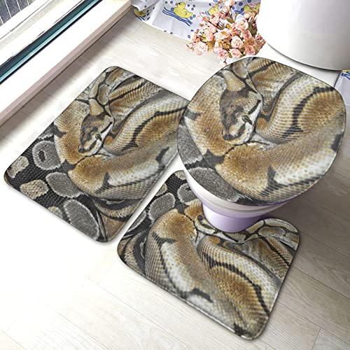 トイレマット セット 3点 おしゃれ ヘビ爬虫類動物動物学 足元マット トイレ蓋カバー U型 O型 トイレマット セット 滑り止め 吸水 速乾 防寒 便器ふたカバー 家庭用 ホテル用
