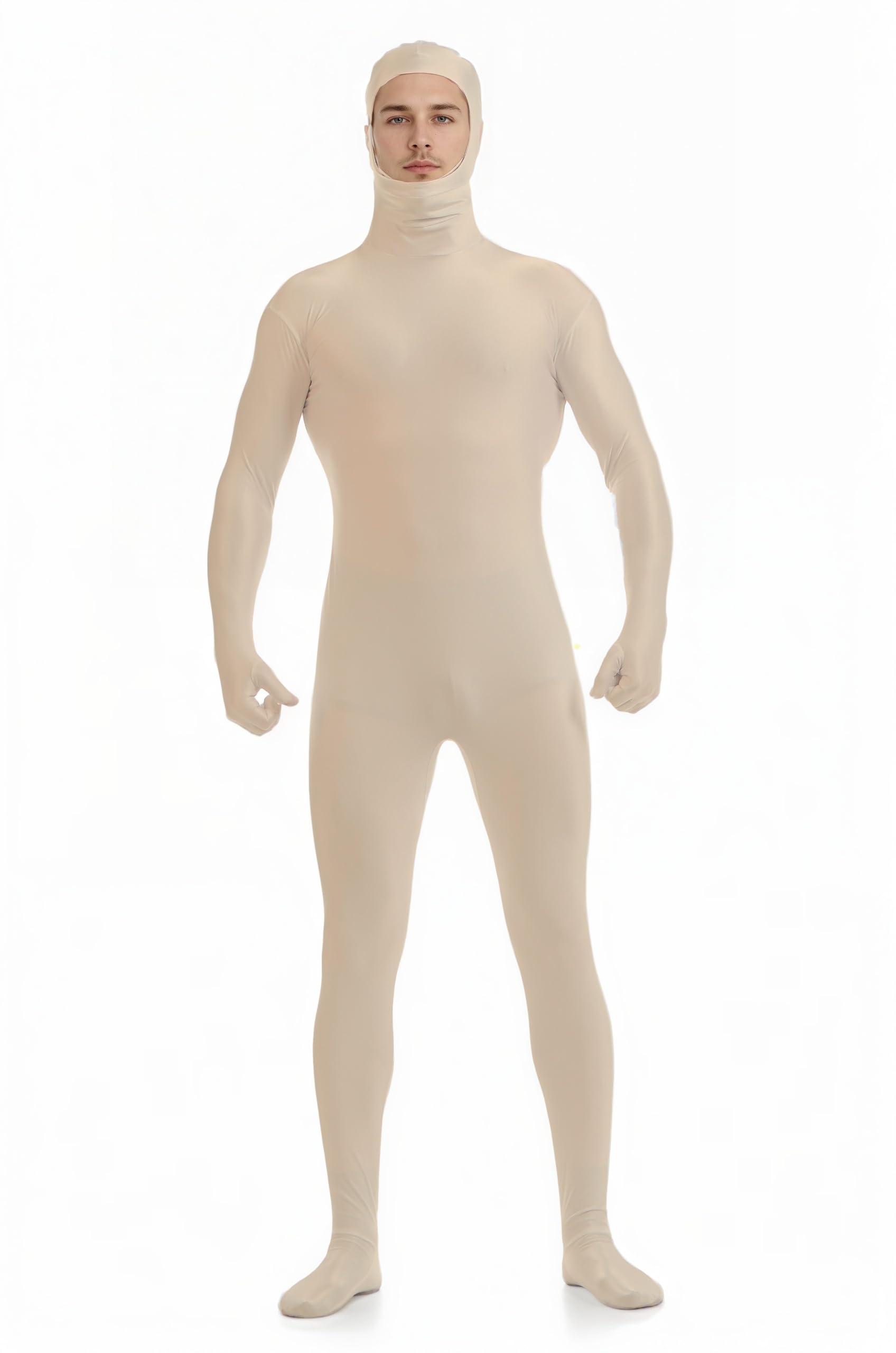 Sheface Men's and Women's Spandex Open Face Costume Bodysuit Stretchy Halloween Cosplay Face Open Body Suit