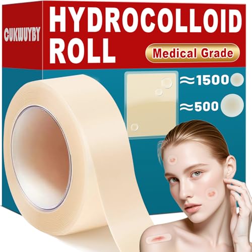 Pimple Patches for Face 0.66in*75in Big Acne Patches Hydrocolloid Roll Acne Pimple Patch Hydrocolloid Patch Bandages for Blemishes