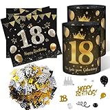 Ezydka 18. Geburtstag Junge Mädchen Deko Set Tischdeko 18 Geburtstag mit 20 Servietten 10 Windlicht Tischdeko Konfetti für Party Deko, Geburtstagsdeko