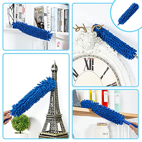 Microfiber Dusters W 2 Handle Sets, Durable 15~100 Inchs Long Telescopic Rod, Washable, Feather Dusters For Cleaning Cobweb, Ceilings Fans (5 Pack)…… #TOP5