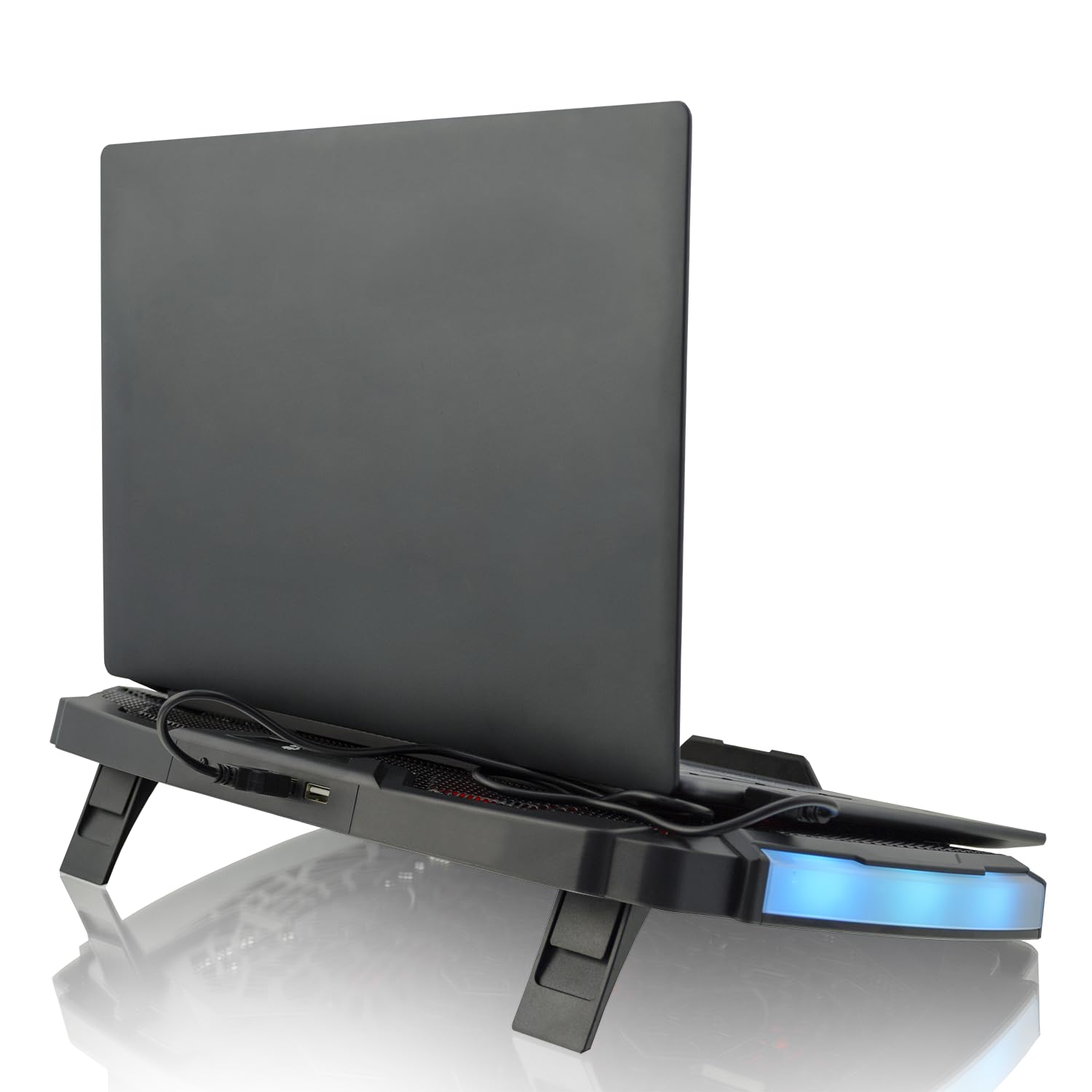 AABCOOLING VELA -Podstawka Chłodząca do Laptop-ów Gamingowych 10-17", 3 Ciche, Wydajne Wentylatory LED - Podświetlenie RGB, Nóżki Zwiększające Wysokość i Kąt, Lekkie i Wydajne Chłodzenie Podkładka