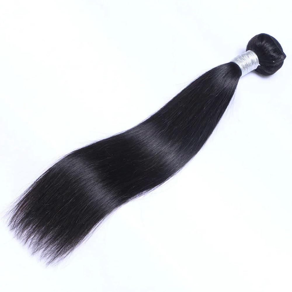 Weft Hair Bundle 18 Inch | 100% Virgin Remy Human Hair | Natural Straight Black Color | 100 Grams | Double Stitched Machine Weft | Soft, Shedding-Free| Real Human Hair Extensions for Women & Girls | Can Be Curled, Straightened, Colored