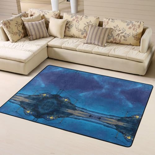 Tapis de sol en flanelle Seaside Starry Sky lavable et durable - 3