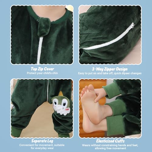 Image of MICHLEY Flannel Baby Sleeping Bag Unisex Pajamas, Long Sleeve Zipper Wearable Sleeping Sack for Autumn Winter Boys Girls