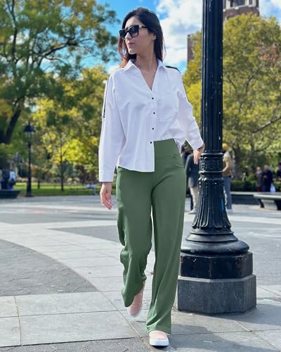 Image of Promover Wide Leg Pants Woman Yoga Pants with Pockets Stretch Loose Casual Lounge Sweatpants Petite /Regular /Tall