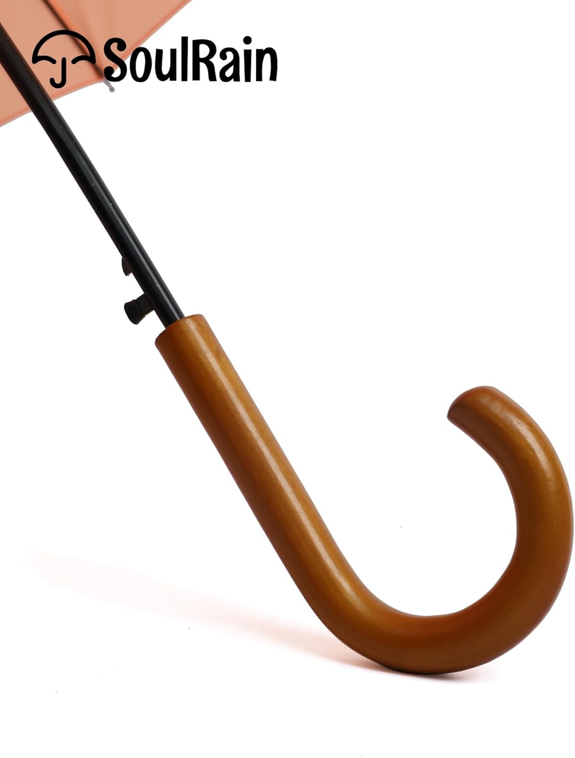 SoulRain 16 Ribs 48" Stick Umbrella Auto Open Solid Color Fashionable and Simple，Arc Classic Wood Handle，Windproof Unbreakable Stick Rain Umbrella