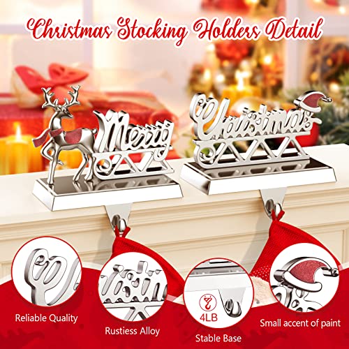 Merry-Christmas-Stocking-Holders-Set-of-2-Christmas-Reindeer-Mantle-Stocking-Hangers-Weighted-Shiny-Silver-Metal-Deer-Home-Holiday-Decor Merry Christmas Stocking Holders Set of 2 Christmas Reindeer Mantle Stocking Hangers Weighted Shiny Silver Metal Deer Home Holiday Decor