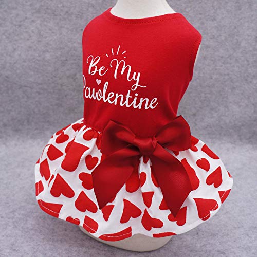 Fitwarm Valentines Day Be My Pawlentines Dog Dresses Puppy Party Costumes Doggie Shirts Cat Outfits Red Large #TOP6