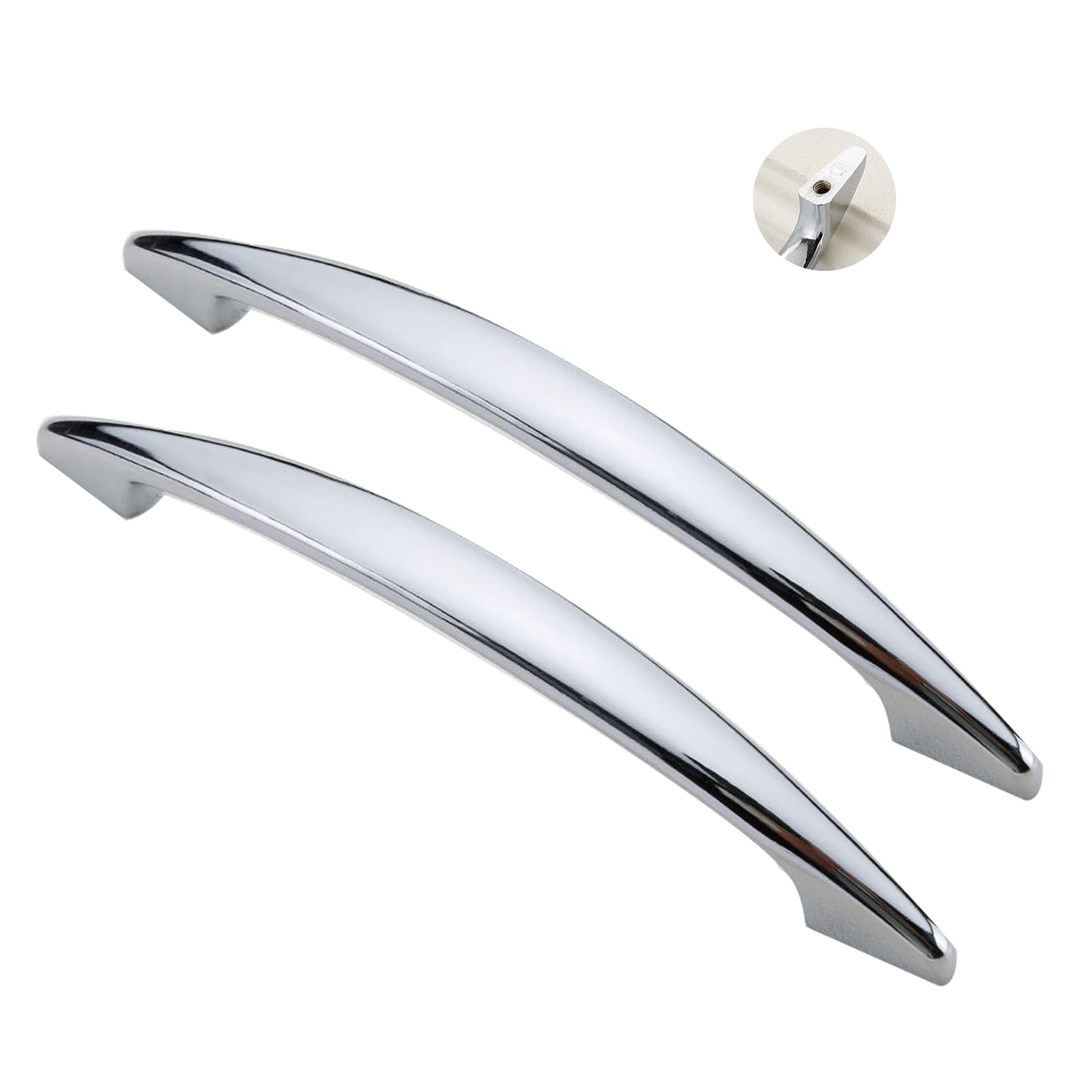 Limiao123 Chrome 2X Bow Door Pull Handles Bow Shaped Zine-Alloy Furniture Door Pull Handle With Fixing Screw For Gate Furniture Drawer Bedroom Drawer Pulls Kitchen Cupboard Handles (Hole Distance 128Mm/5In)