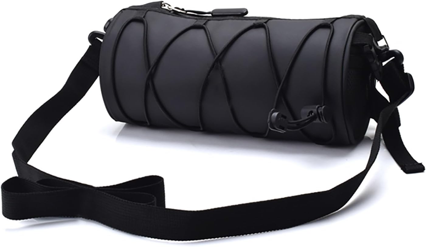 Bike Handlebar Bag for Raleigh Record Ace, Front Frame Pouch with Zipper and Removable Shoulder Strap, Compact Barrel Bag for Road and Mountain Bikes,Black