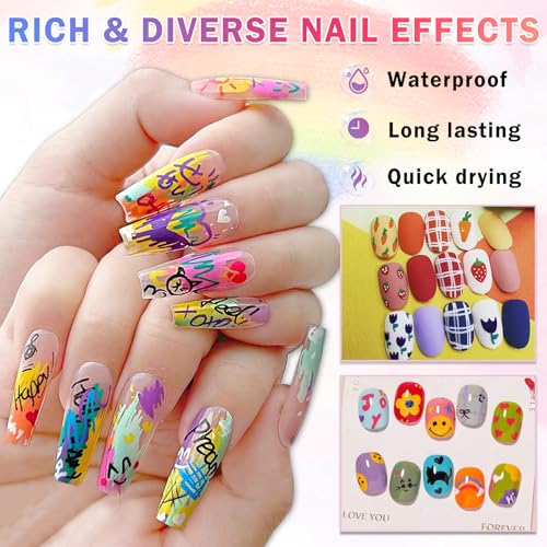 Image of IONSGAKO 12 Colors Nail Art Pens Set, Nail Polish Markers Pens Quick Dry