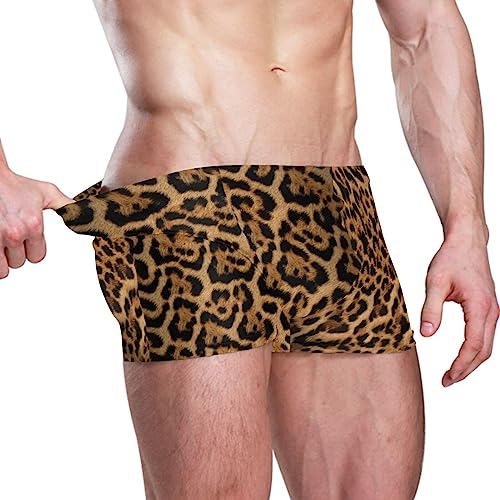 Men's Square Leg Swim Briefs Swimsuit Athletic Swimwear Bathing Suit Leopard Print Swimming Trunks4