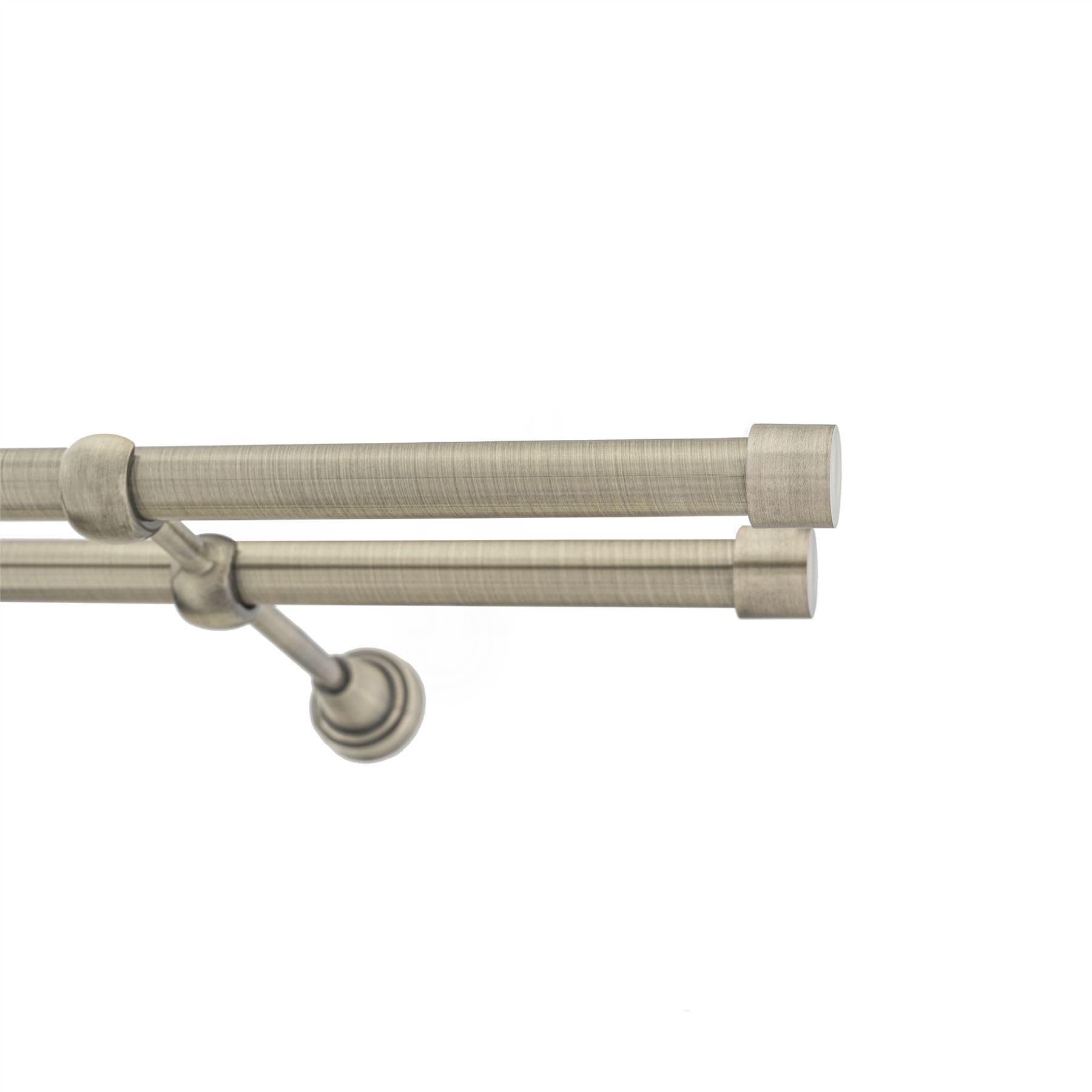 Ianpav Luna Double Metal Curtain Pole 19/19Mm With Finials Rod Classic Brackets 195Cm Antique Brass