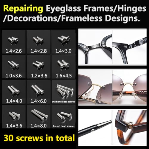 image for PTSLKHN Eye Glass Repairing Kit, S2 Steel Screwdriver with 15 Types of