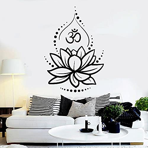 Lotus fleur vinyle sticker mural chambre décor Yoga hindou Om symbole autocollants pour murs de chambre Art peintures murales 75x106cm Cover