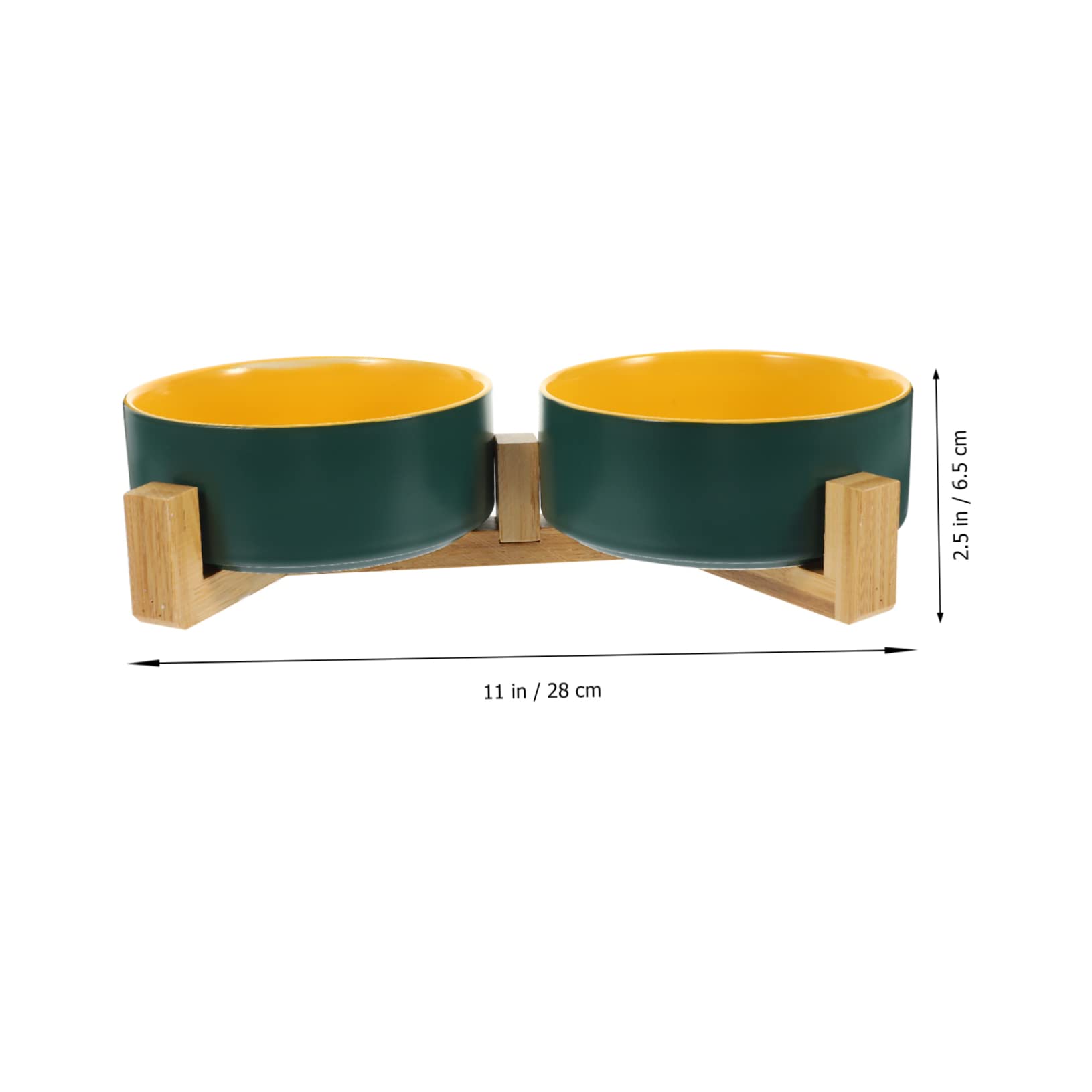 ibasenice Gamelle Double avec Support en Bois Surélevé, Facile à Laver en Céramique pour Chat pour Nourriture et Eau en Toute Occasion