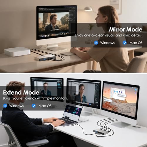 Image of 3 Monitor Docking Station,WAVLINK triple monitors adapter for M1 /M2 /M3 /M4 /Macbook Neo MacOS.Type-C&A hosts, 100W PD IN,3* HDMI + 2* DP Available,Triple 4K@60Hz, SMI Driver & Host USB3.2 Gen 2 Required