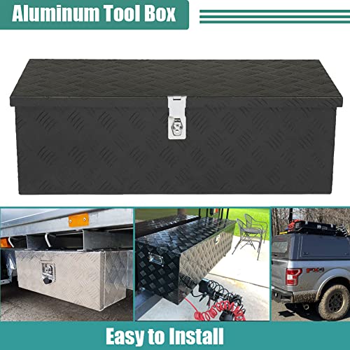 Moosun 30 Inch Heavy Duty Aluminum Diamond Plate Tool Box Chest Box Pick Up Truck Bed Rv Trailer Toolbox Storage Lockable Organizer With Side Handle And Lock Keys (Black) #TOP6
