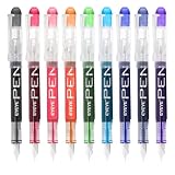 EYEYE Fountain Pens for Writing, 9 Pack Assorted Colors Disposable Fountain Pens Stainless Steel Nib, Clear Barrel, Fine Point Smooth Writing for Calligraphy, Journaling, Office & School Supplies