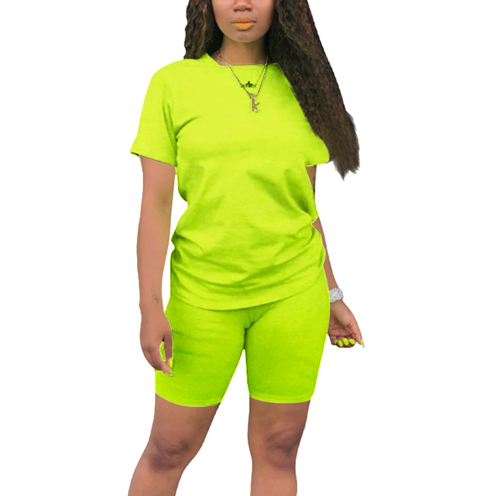KINIKO Womens 2 Piece Casual Fashion Sports Solid Color Suit short Sleeve top and Pants Set Sweatshirt