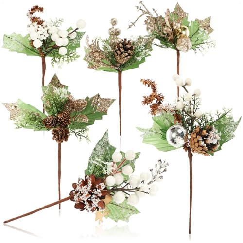 com-four® 6X Deko-Mistelzweig, dekorative Mistelzweige zum...