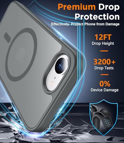 Image of Elzzi Magnetic for iPhone16e /17e Case (Compatible with MagSafe)(Military Grade Drop Protection) Slim Translucent Matte Shockproof with Anti-Fingerprint Phone Case,Grey