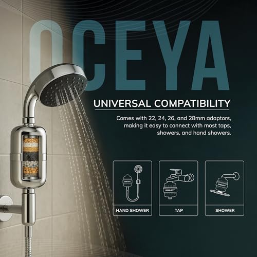 Image of Robustt Oceya 15 Stage Hard Water Softener For Tap & Shower (Silver) | Reduces Hair Fall, Skin Dryness & Limescale | Water Purifier Filter For Tap, Shower & Handshower| Includes Kit & Manual