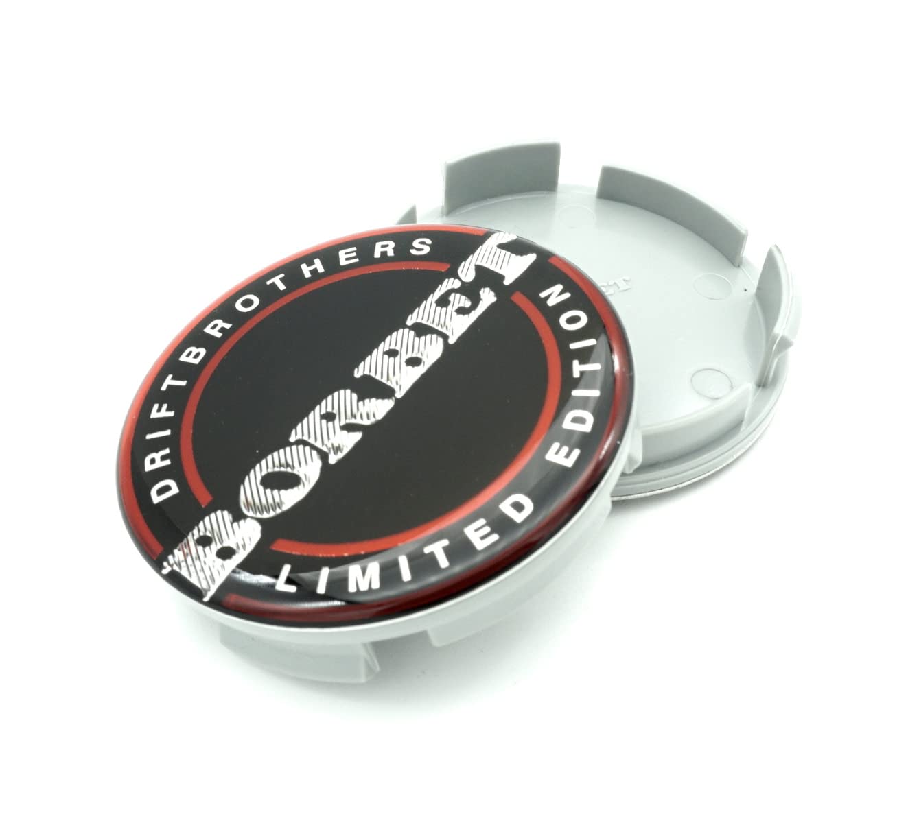 4 x oryginalne zaślepki do felg Borbet, dekiel do piasty, nasadka, 56 mm, Drift Edition, kolor czarny i czerwony
