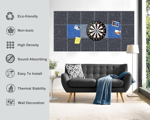 Paneles Acústicos HONORIA Autoadhesivos para Pared, Paneles Decorativos Absorbentes de Sonido para Estudio de Grabación y Hogar 12x12x0.4 Pulgadas, Paquete de 18 (Negro) miniatura 5